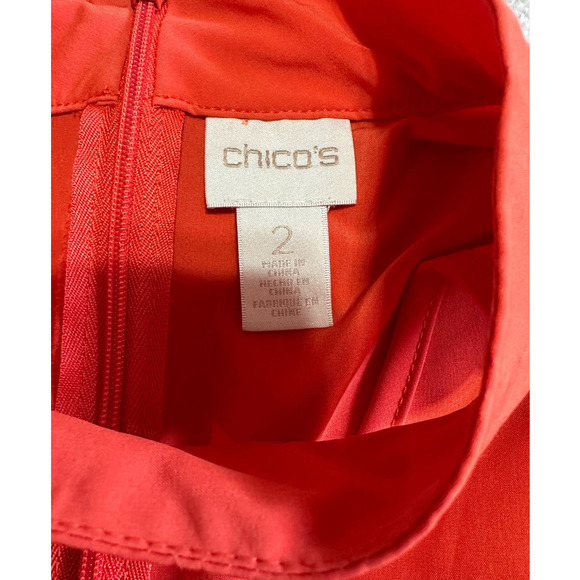 Chico's Orange Long Sleeve Choker Neck Blouse, Chico's Size 2 (M) - Picture 5 of 6
